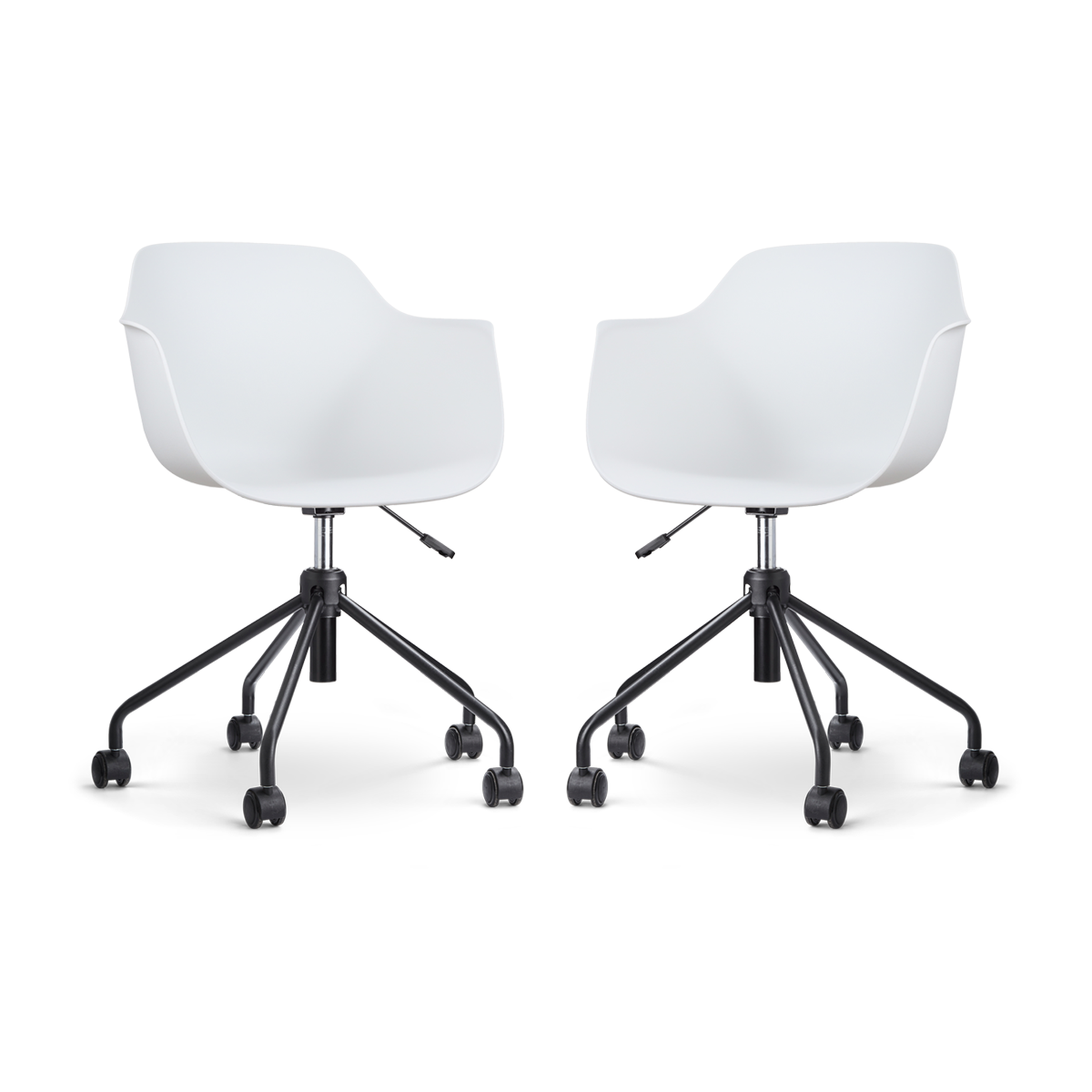 Nout-Puk bureaustoel wit - zwart onderstel - set van 2
