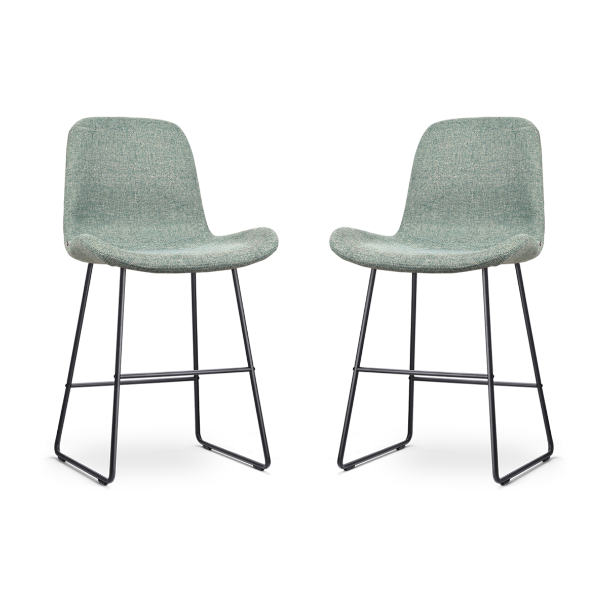 Nino-Fé barkruk zacht groen - zwart onderstel - 65 cm - set van 2