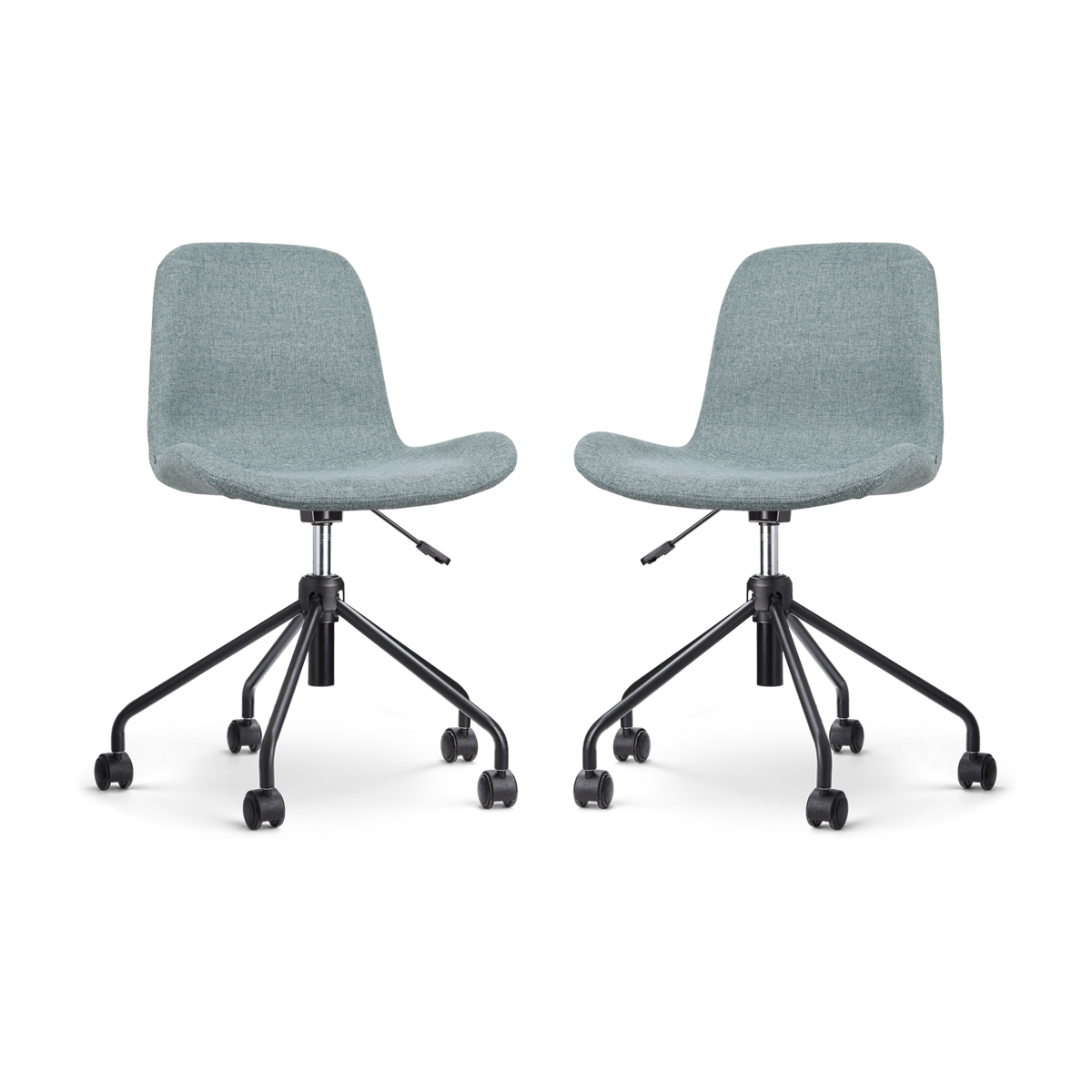Nout-Fé bureaustoel zacht groen - zwart onderstel - set van 2