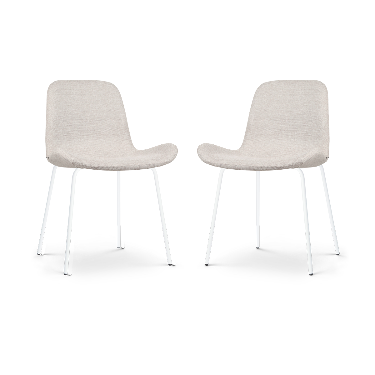 Nora-Fé eetkamerstoel beige - wit onderstel - set van 2
