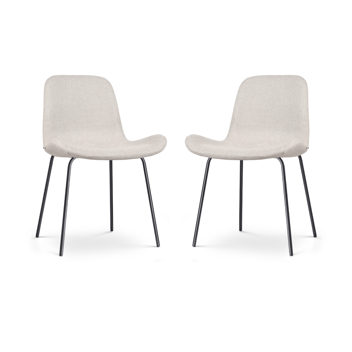 Nora-Fé eetkamerstoel beige - zwart onderstel - set van 2