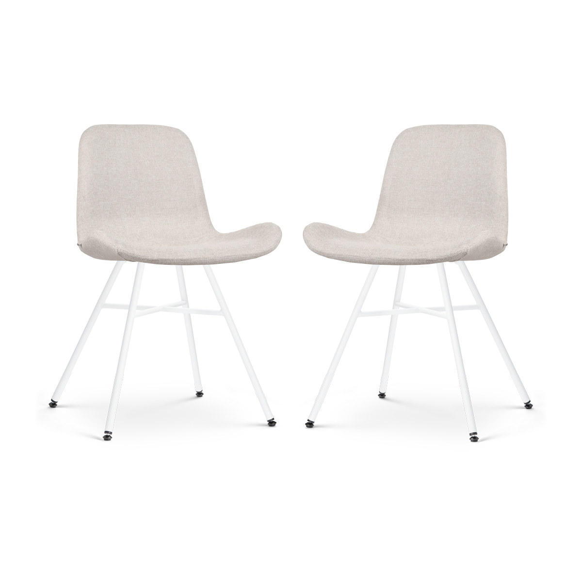 Noa-Fé eetkamerstoel beige - wit onderstel - set van 2