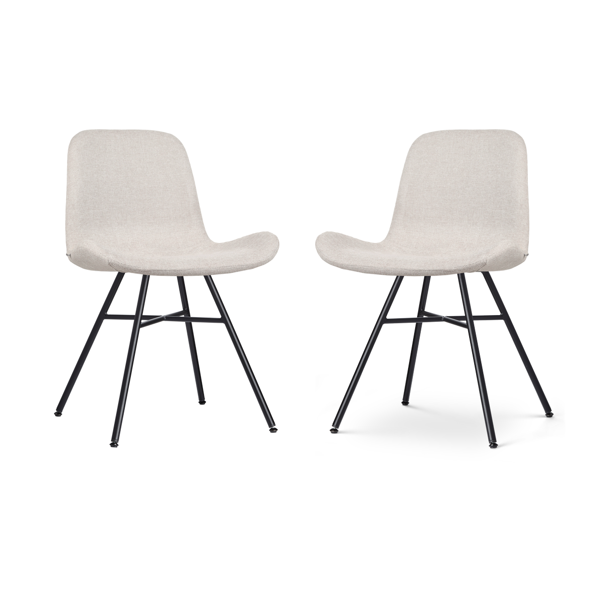 Noa-Fé eetkamerstoel beige - zwart onderstel - set van 2
