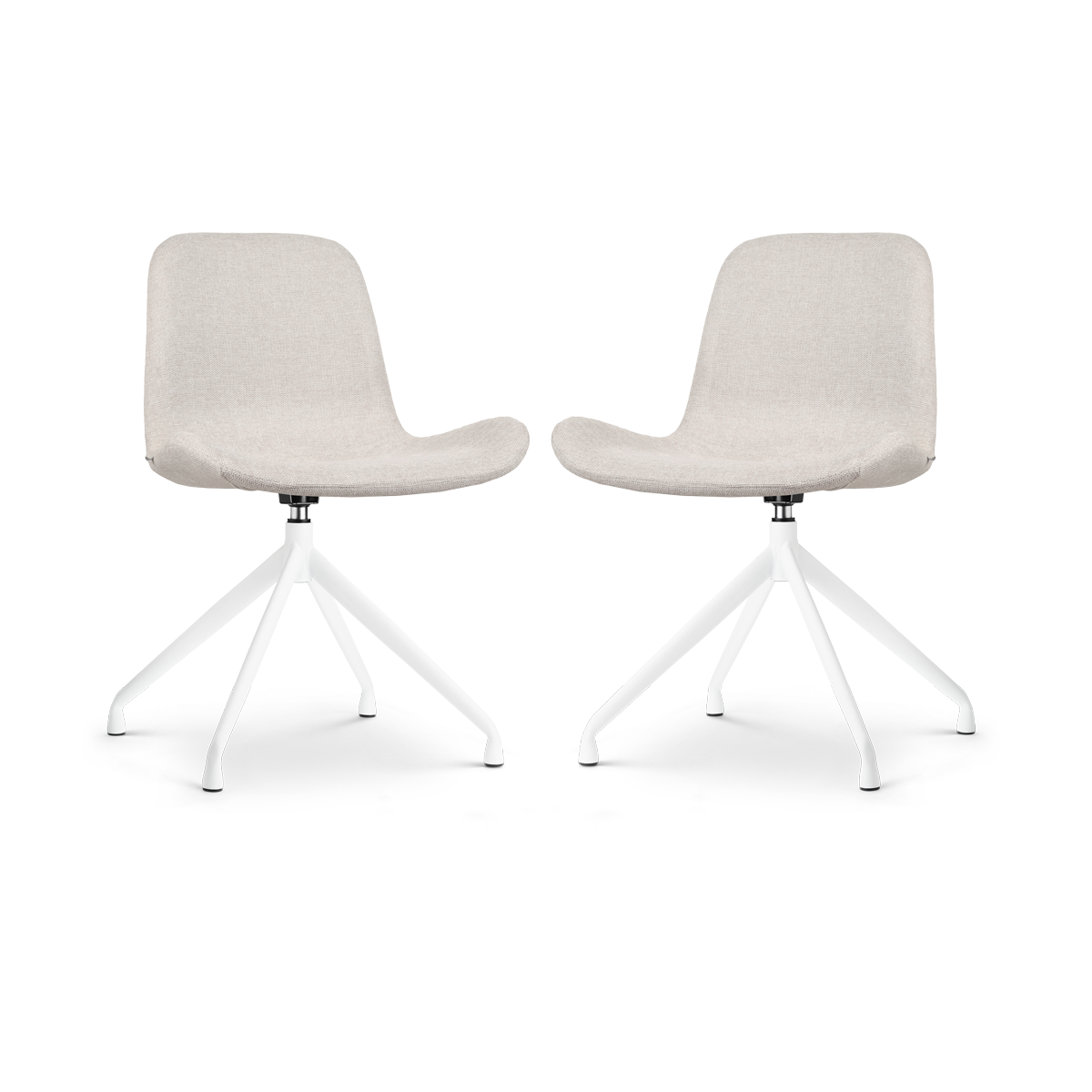 Nola-Fé draaibare eetkamerstoel beige - wit onderstel - set van 2