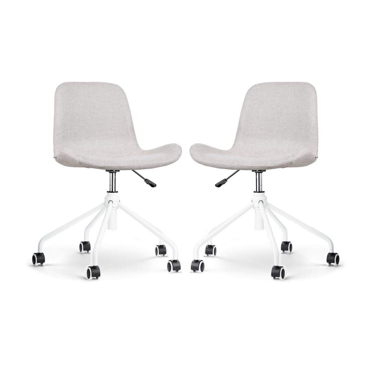 Nout-Fé bureaustoel beige - wit onderstel - set van 2