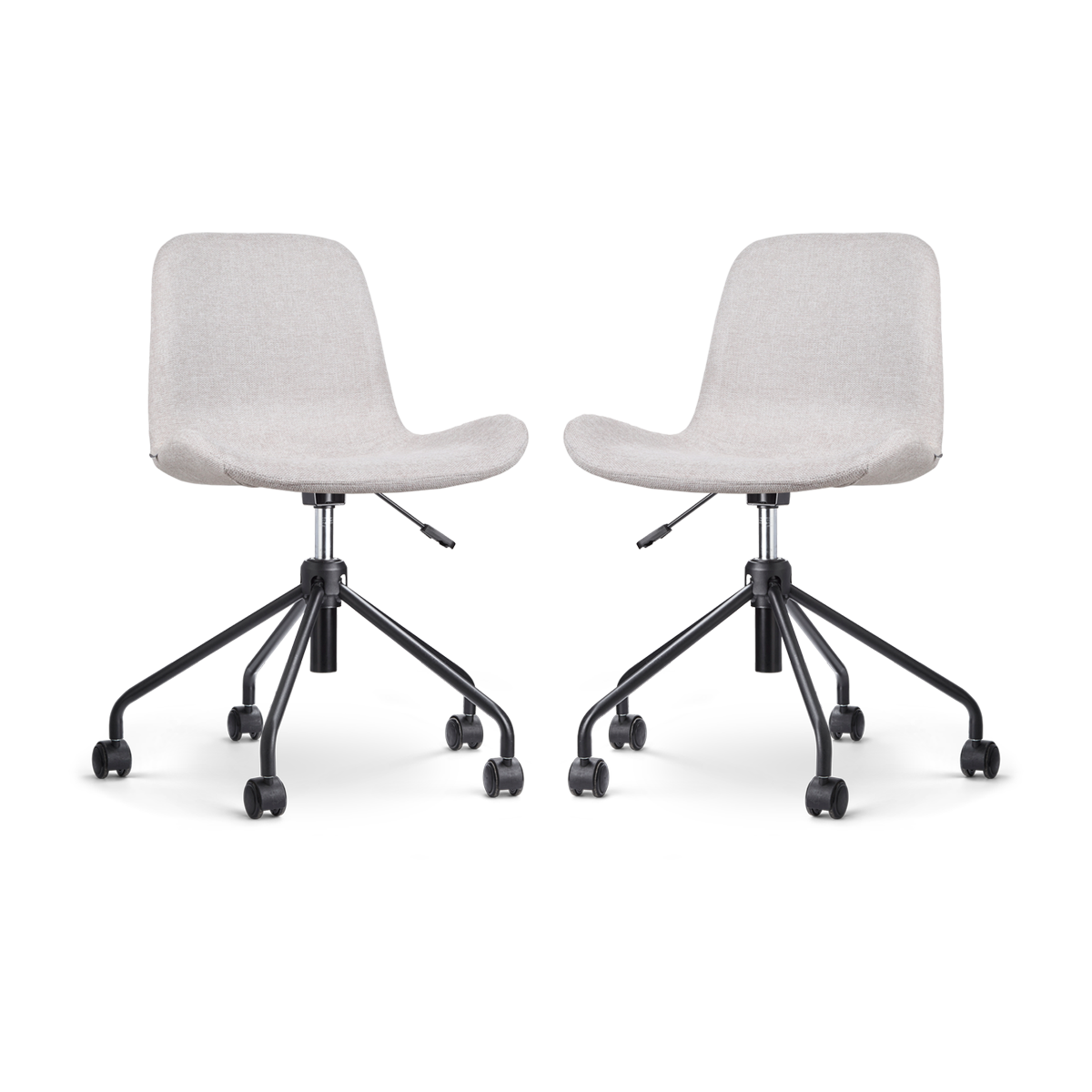 Nout-Fé bureaustoel beige - zwart onderstel - set van 2