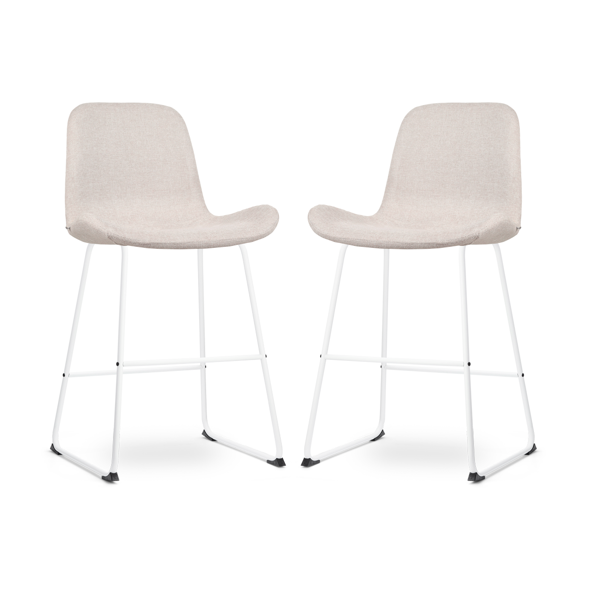 Nino-Fé barkruk beige - wit onderstel - 65 cm - set van 2