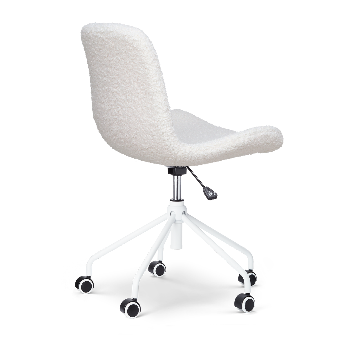 maatvoering van de Nout-Fé bureaustoel teddy gebroken wit - wit onderstel - set van 2