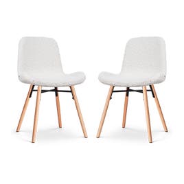 Nena-Fé eetkamerstoel teddy gebroken wit - houten onderstel - set van 2