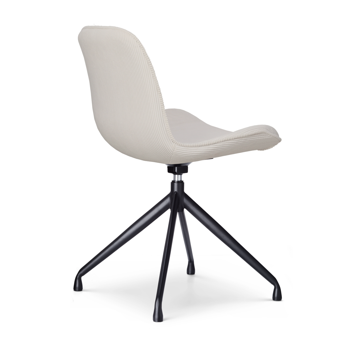 stijlvolle draaibare eetkamerstoel rib gebroken wit - zwart onderstel - set van 2 - Nola-Fé 