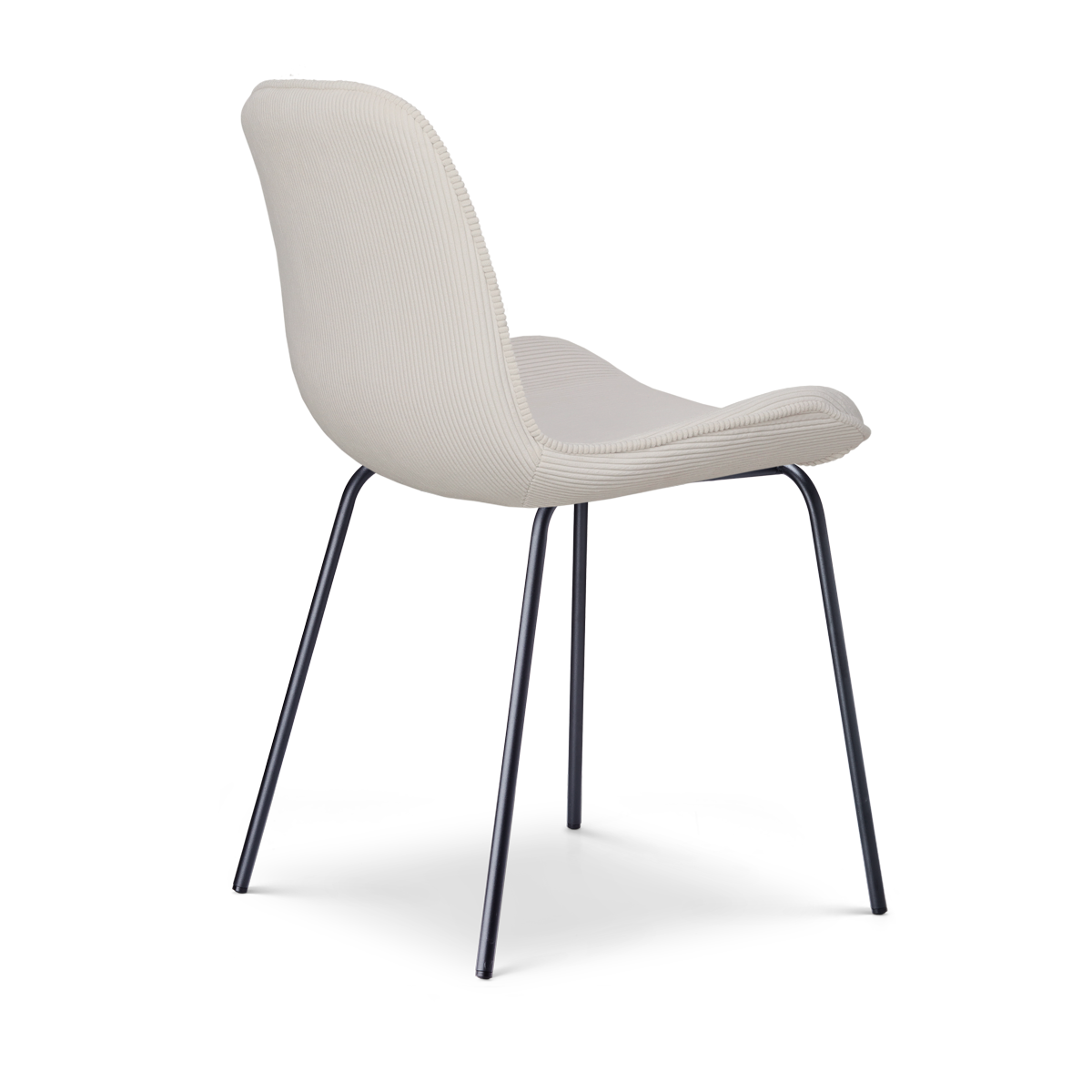 elegante ribstof eetkamerstoel gebroken wit - zwart onderstel - set van 2 - Nora-Fé 