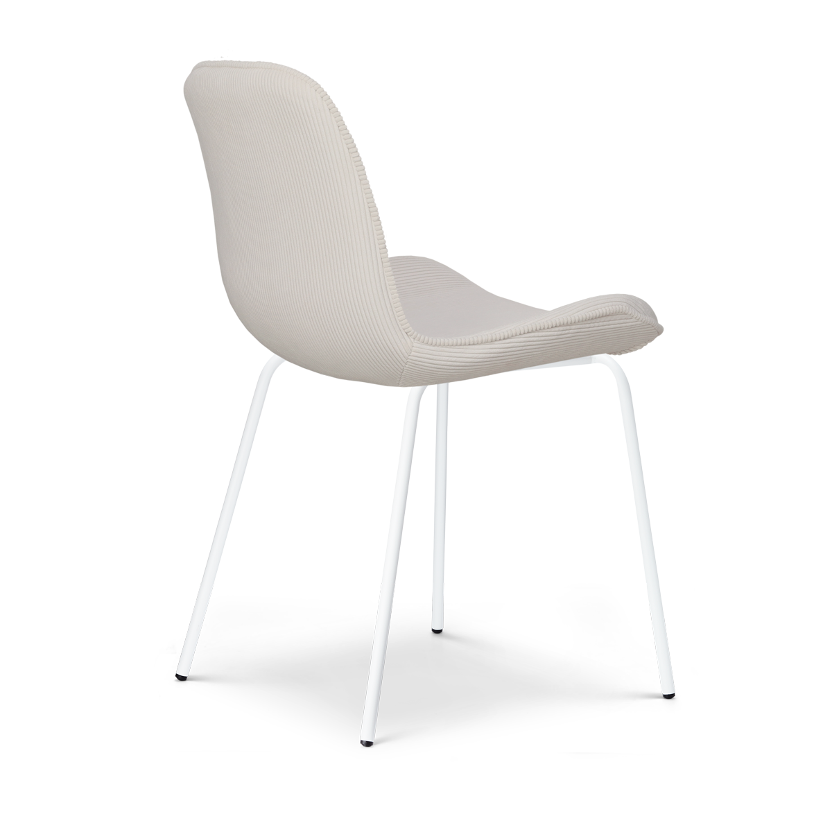 elegante ribstof eetkamerstoel gebroken wit - wit onderstel - set van 2 - Nora-Fé 