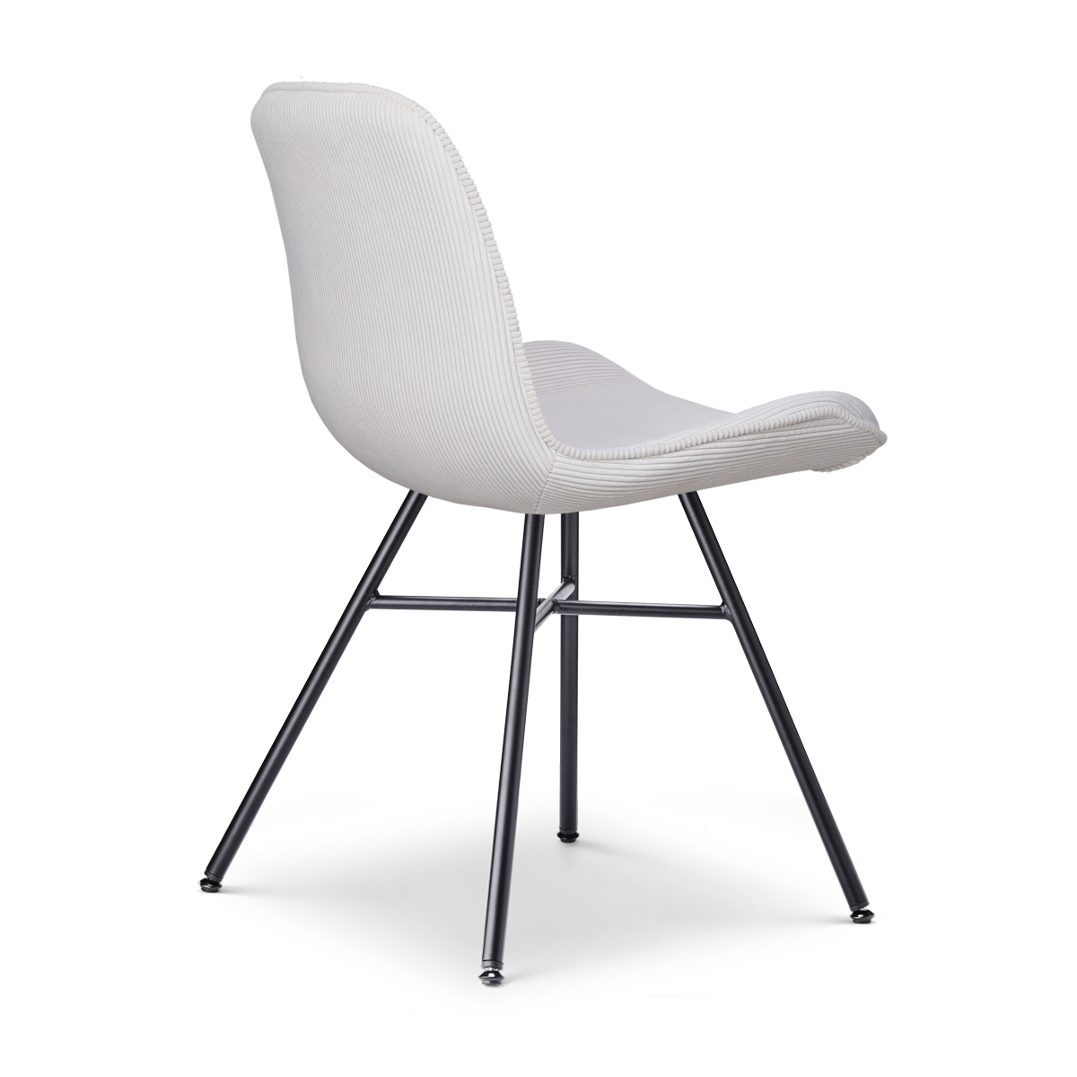 maatvoering van de Noa-Fé eetkamerstoel rib crème - zwart onderstel - set van 2