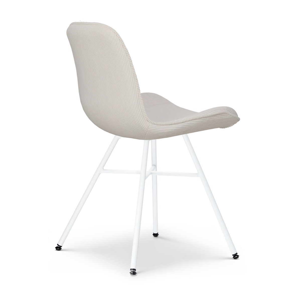 scandinavische eetkamerstoel rib gebroken wit - wit onderstel - set van 2 - Noa-Fé 