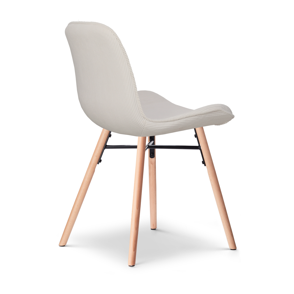 stijlvolle eetkamerstoel rib gebroken wit - houten onderstel - set van 2 - Nena-Fé 