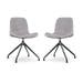 Nola-Fé draaibare eetkamerstoel rib warm grijs - zwart onderstel - set van 2