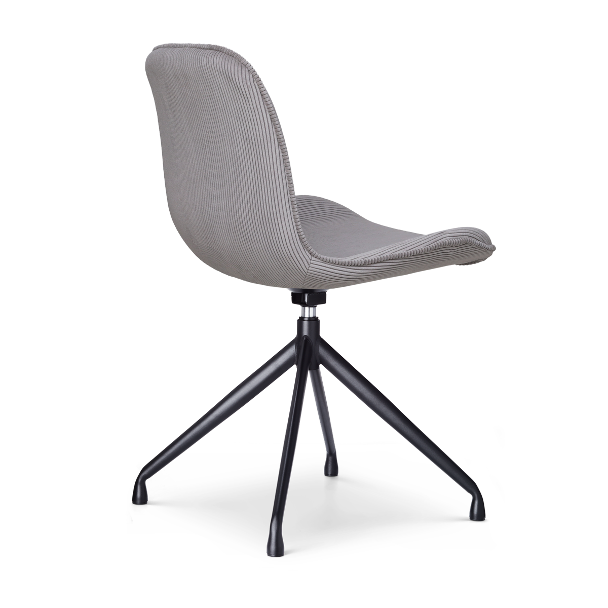 maatvoering van de Nola-Fé draaibare eetkamerstoel rib warm grijs - zwart onderstel - set van 2