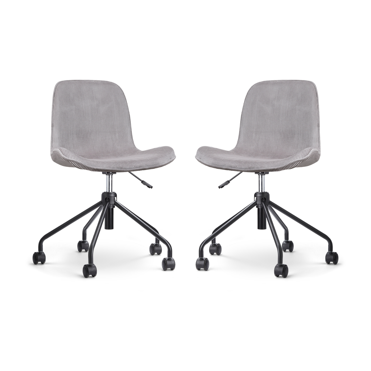 Nout-Fé bureaustoel rib warm grijs - zwart onderstel - set van 2