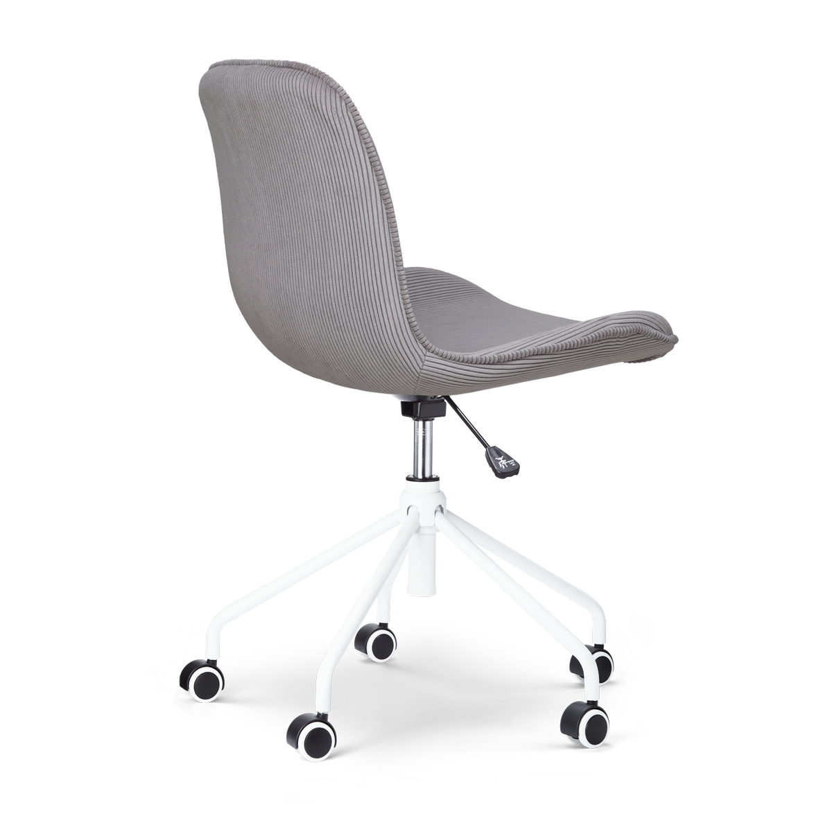 maatvoering van de Nout-Fé bureaustoel rib warm grijs - wit onderstel - set van 2