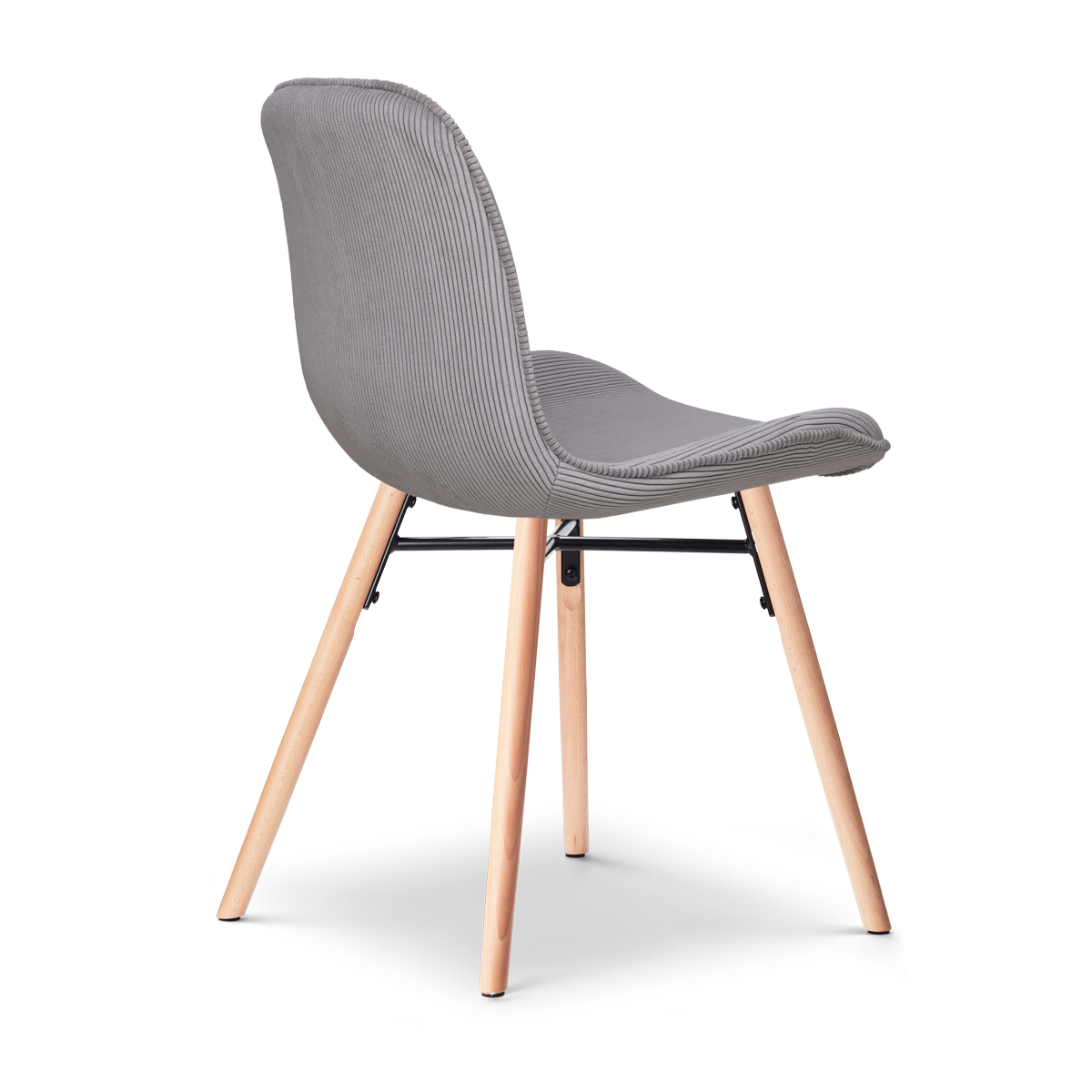 maatvoering van de Nena-Fé eetkamerstoel rib warm grijs - houten onderstel - set van 2
