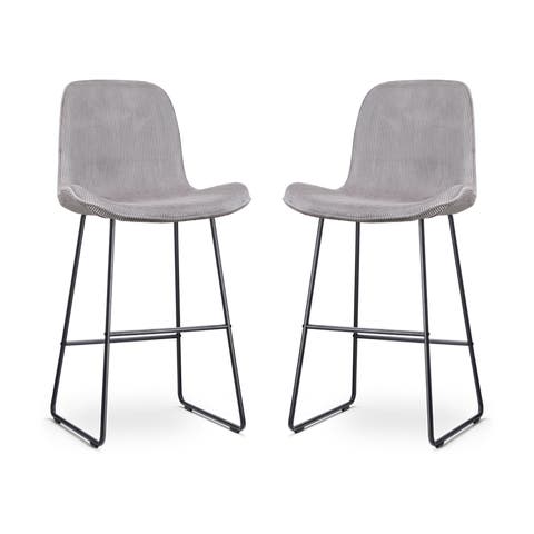 Nino-Fé barkruk rib warm grijs - zwart onderstel - 75 cm - set van 2