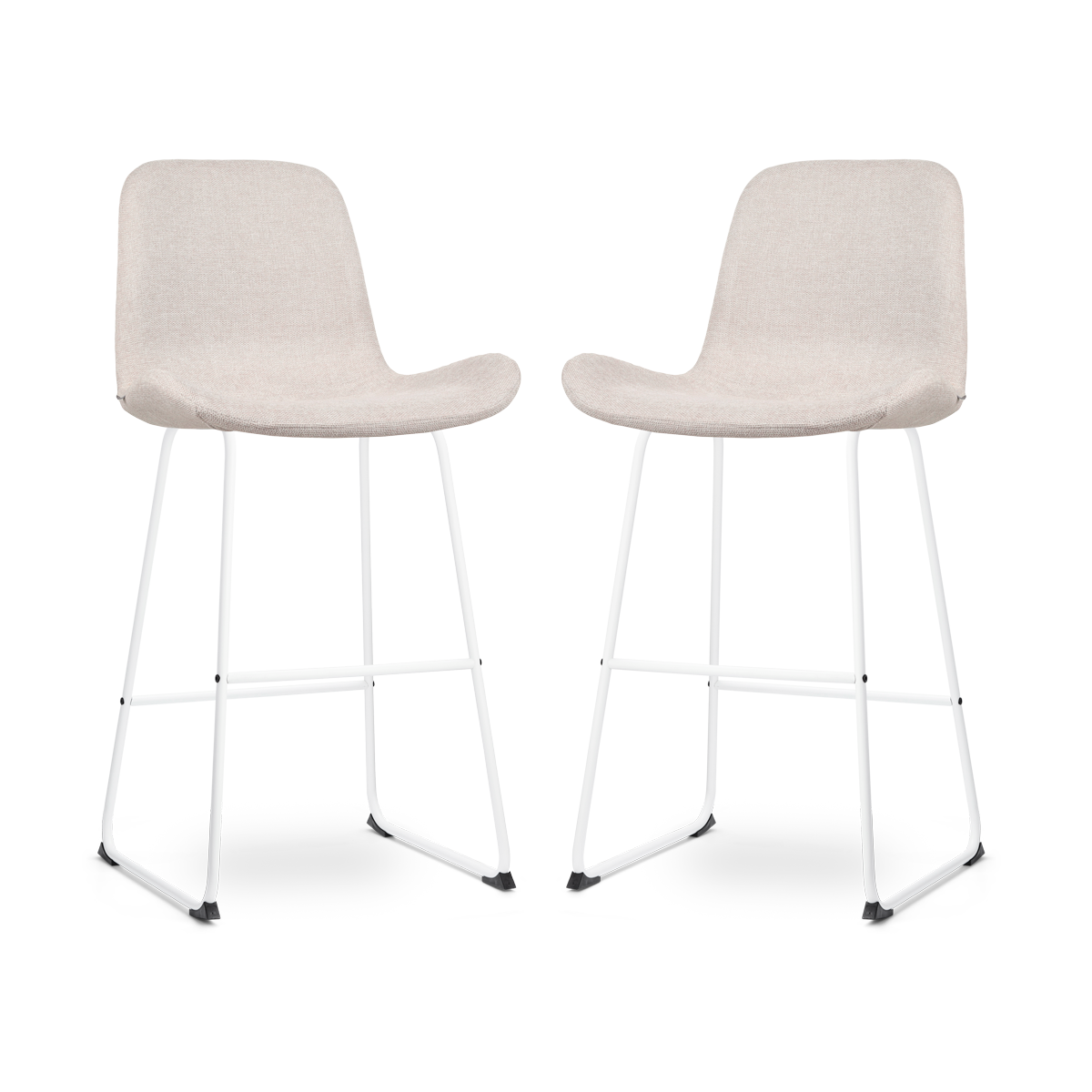 Nino-Fé barkruk beige - wit onderstel - 75 cm - set van 2
