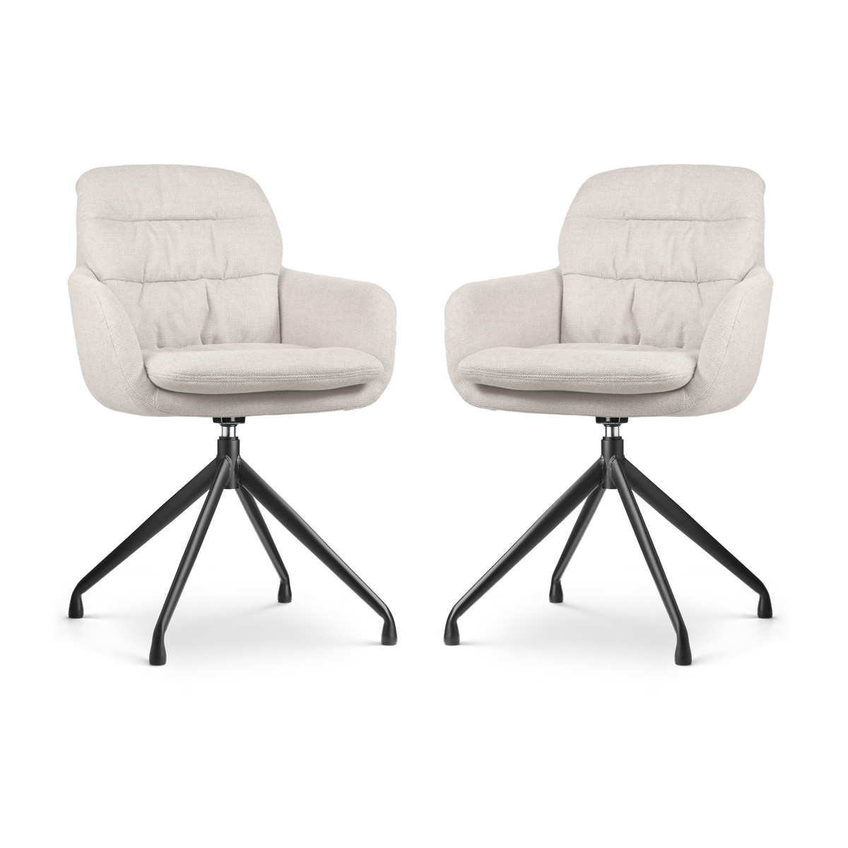 Nola-Mia draaibare eetkamerstoel beige - zwart onderstel - set van 2
