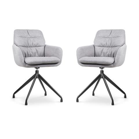 Nola-Mia draaibare eetkamerstoel grijs - zwart onderstel - set van 2