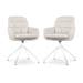 Nola-Mia draaibare eetkamerstoel beige - wit onderstel - set van 2