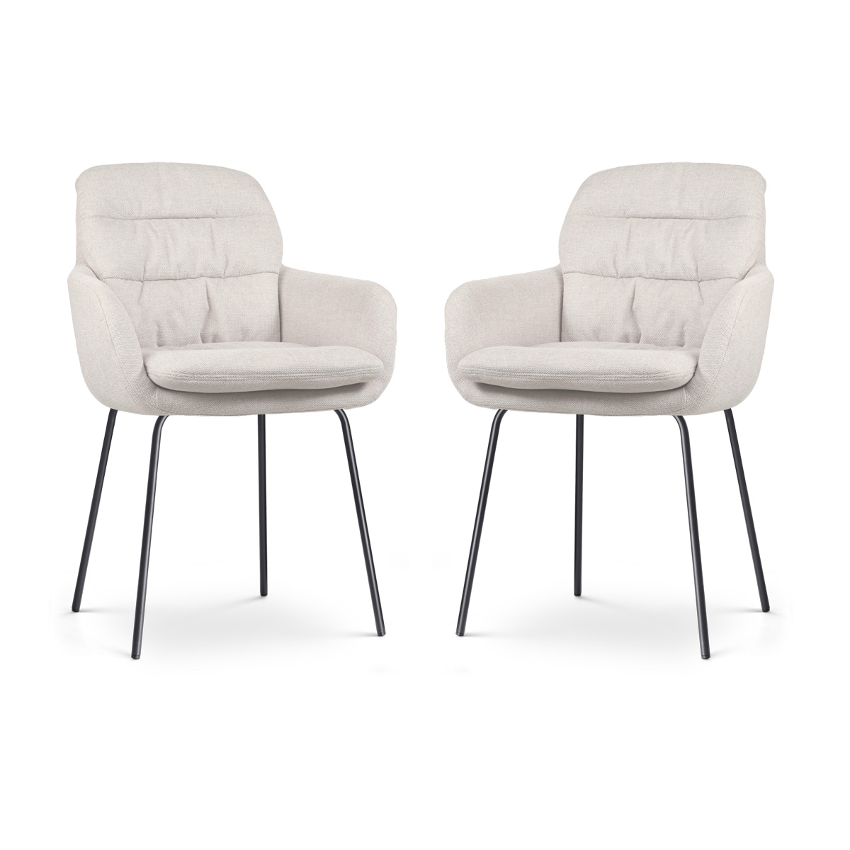 Nora-Mia eetkamerstoel beige - zwart onderstel - set van 2