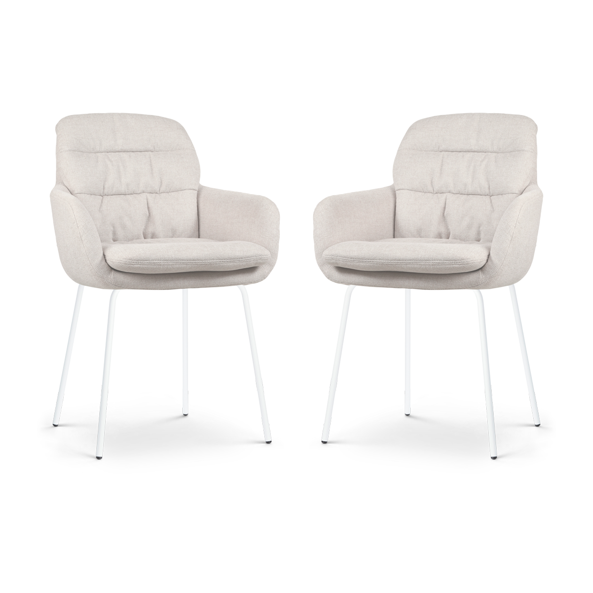 Nora-Mia eetkamerstoel beige - wit onderstel - set van 2
