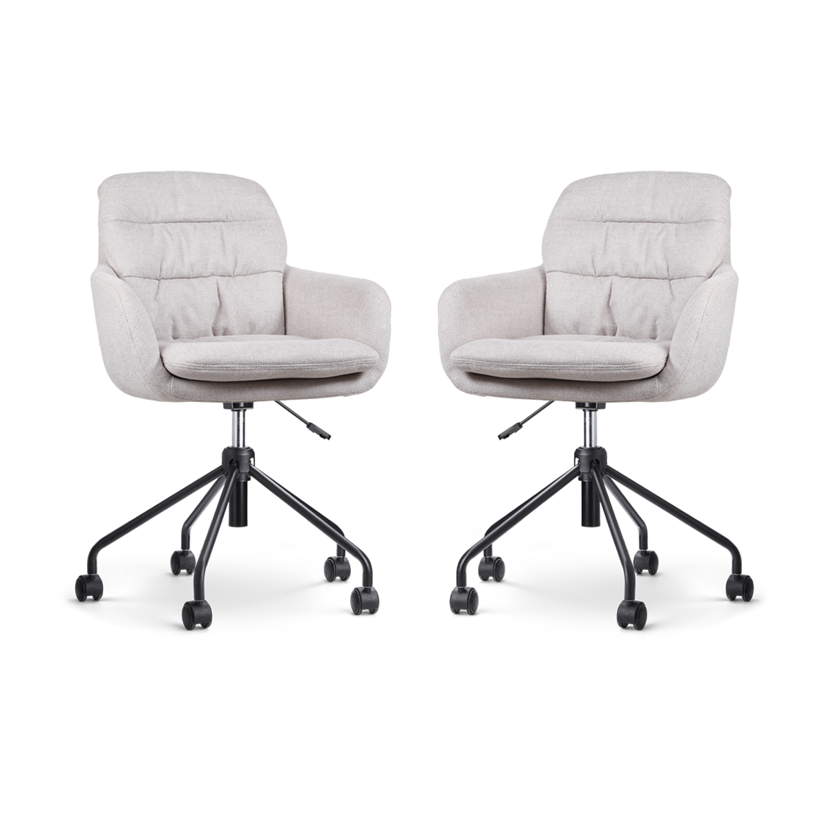 Nout-Mia bureaustoel beige - zwart onderstel - set van 2