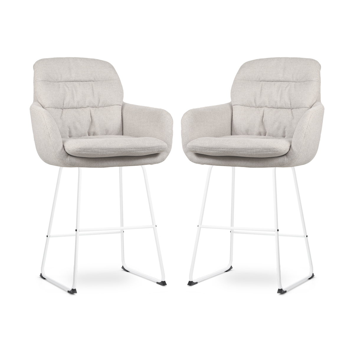 Nino-Mia barkruk beige - wit onderstel - 65 cm - set van 2