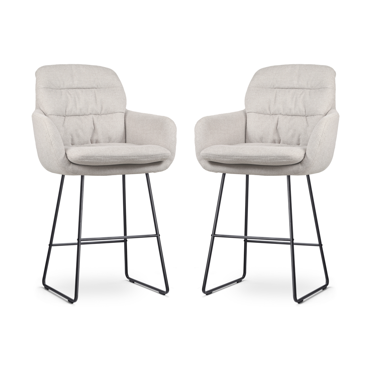 Nino-Mia barkruk beige - zwart onderstel - 65 cm - set van 2