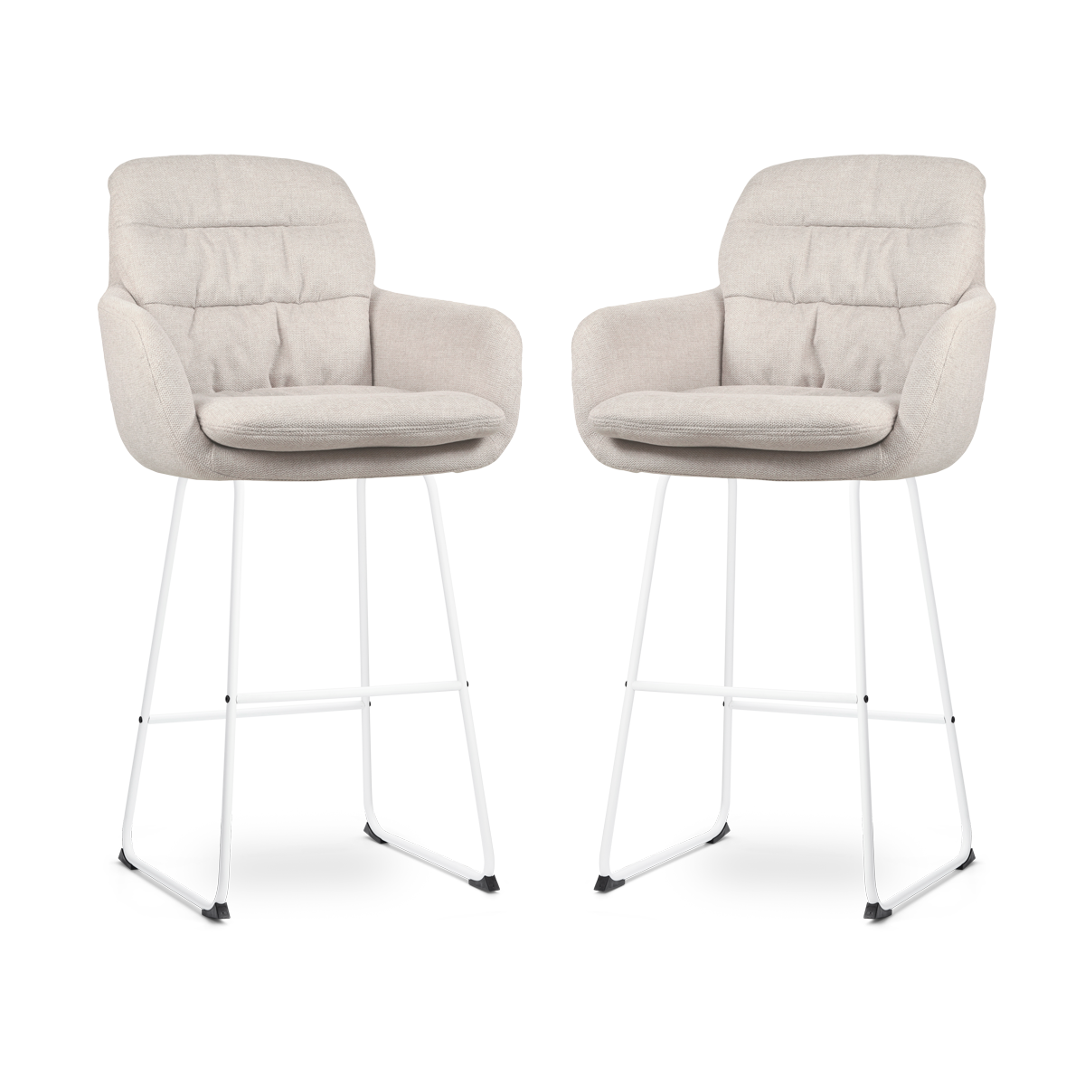 Nino-Mia barkruk beige - wit onderstel - 75 cm - set van 2