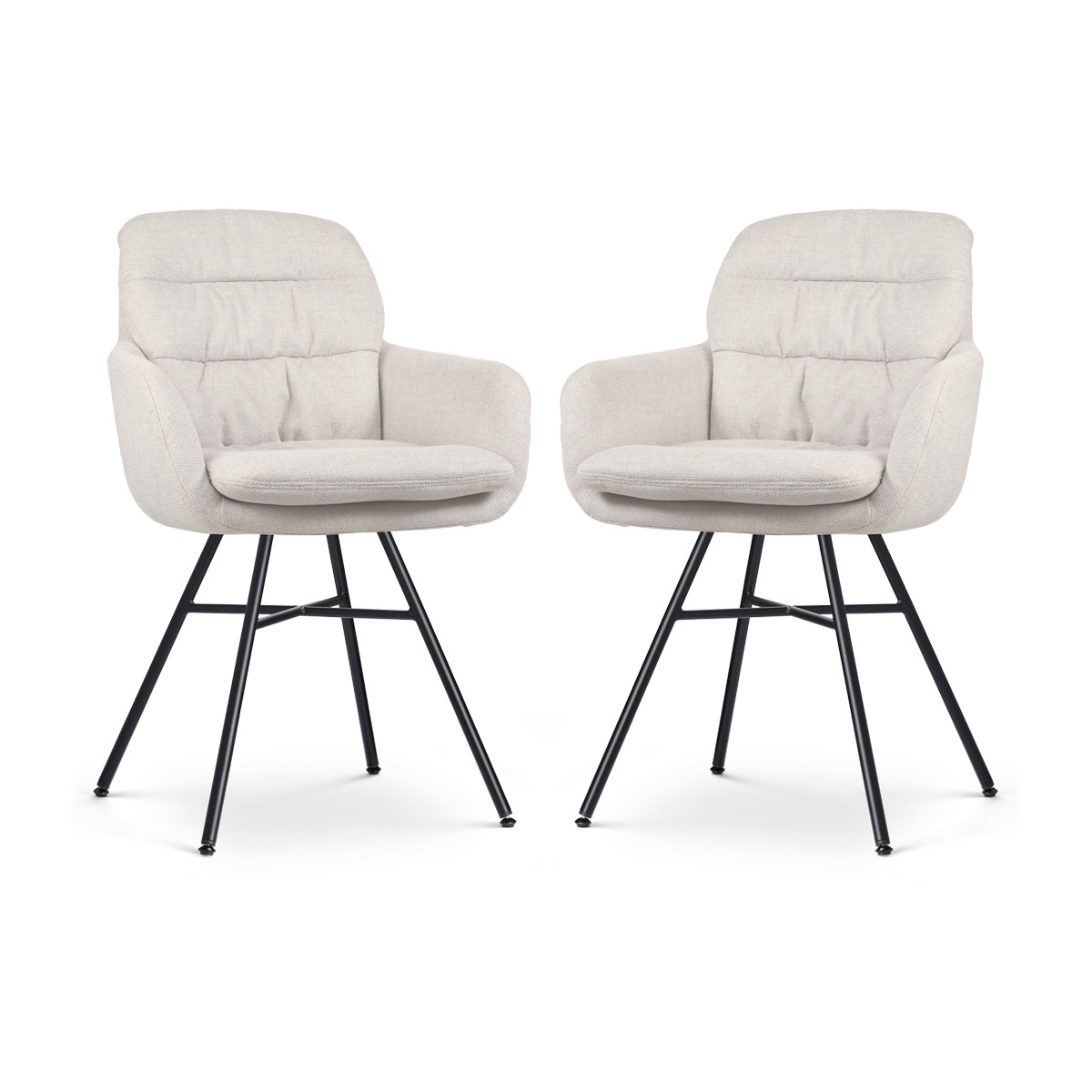 Noa-Mia eetkamerstoel beige - zwart onderstel - set van 2