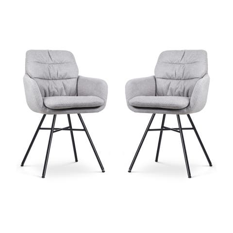 Noa-Mia eetkamerstoel grijs - zwart onderstel - set van 2