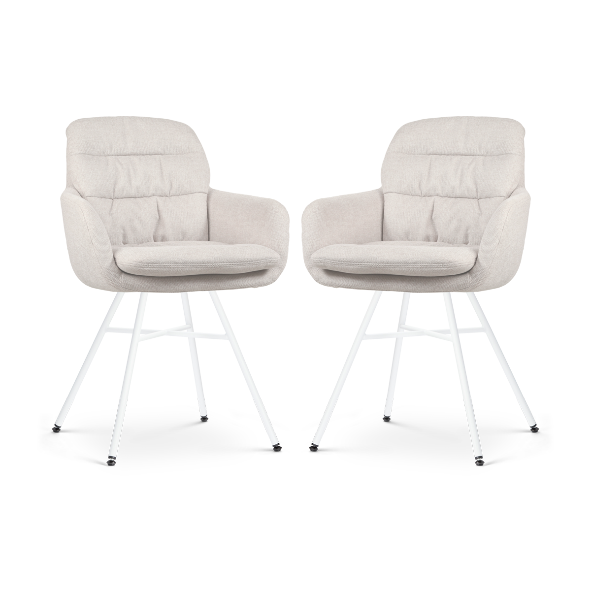 Noa-Mia eetkamerstoel beige - wit onderstel - set van 2