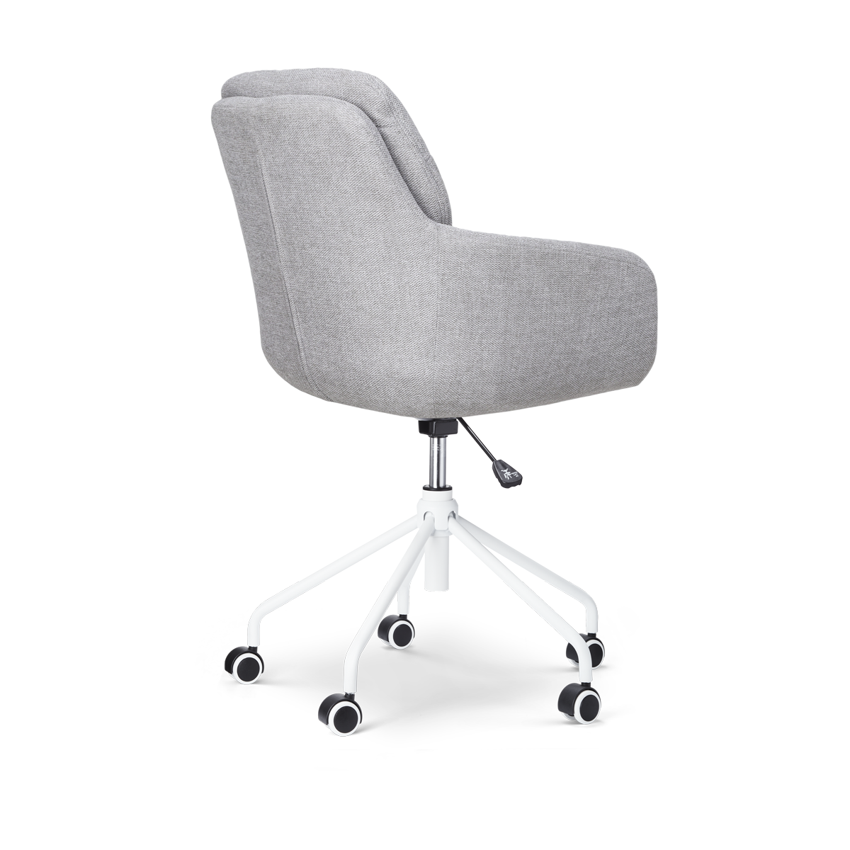maatvoering van de Nout-Mia bureaustoel grijs - wit onderstel - set van 2