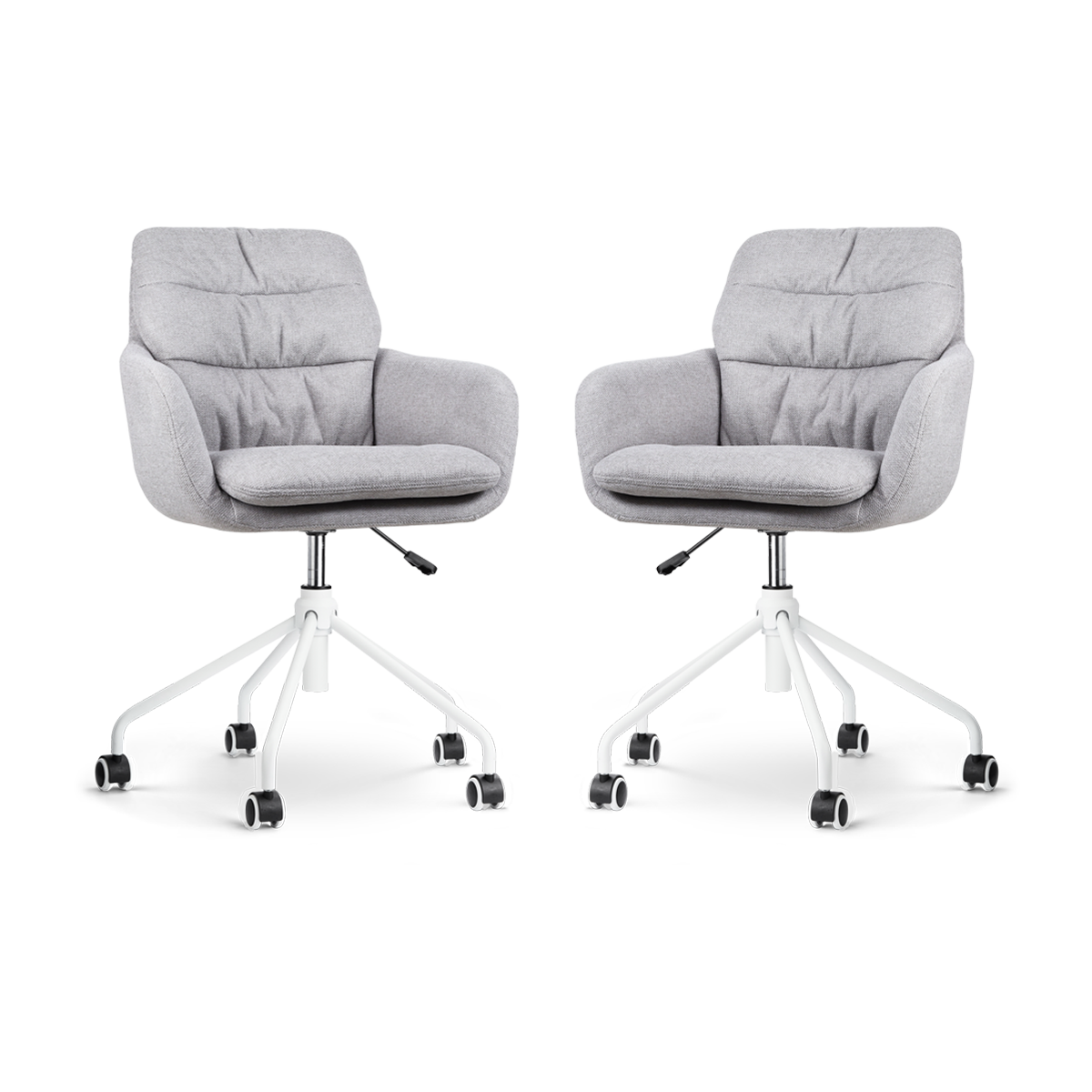 Nout-Mia bureaustoel grijs - wit onderstel - set van 2