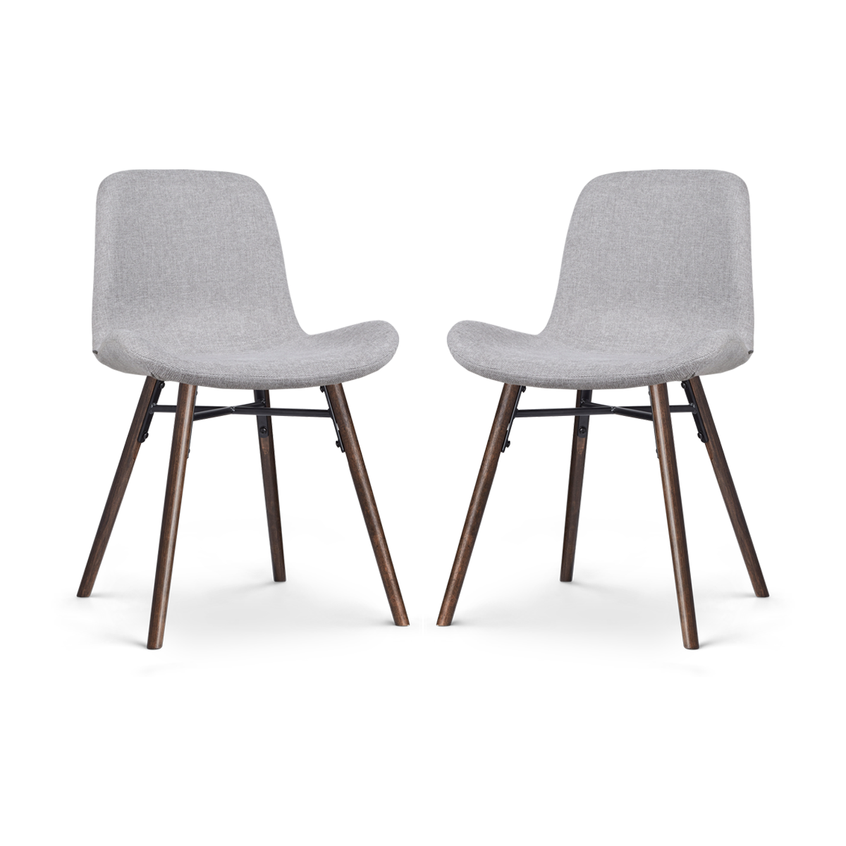 Nena-Fé eetkamerstoel lichtgrijs - walnoot houten onderstel - set van 2