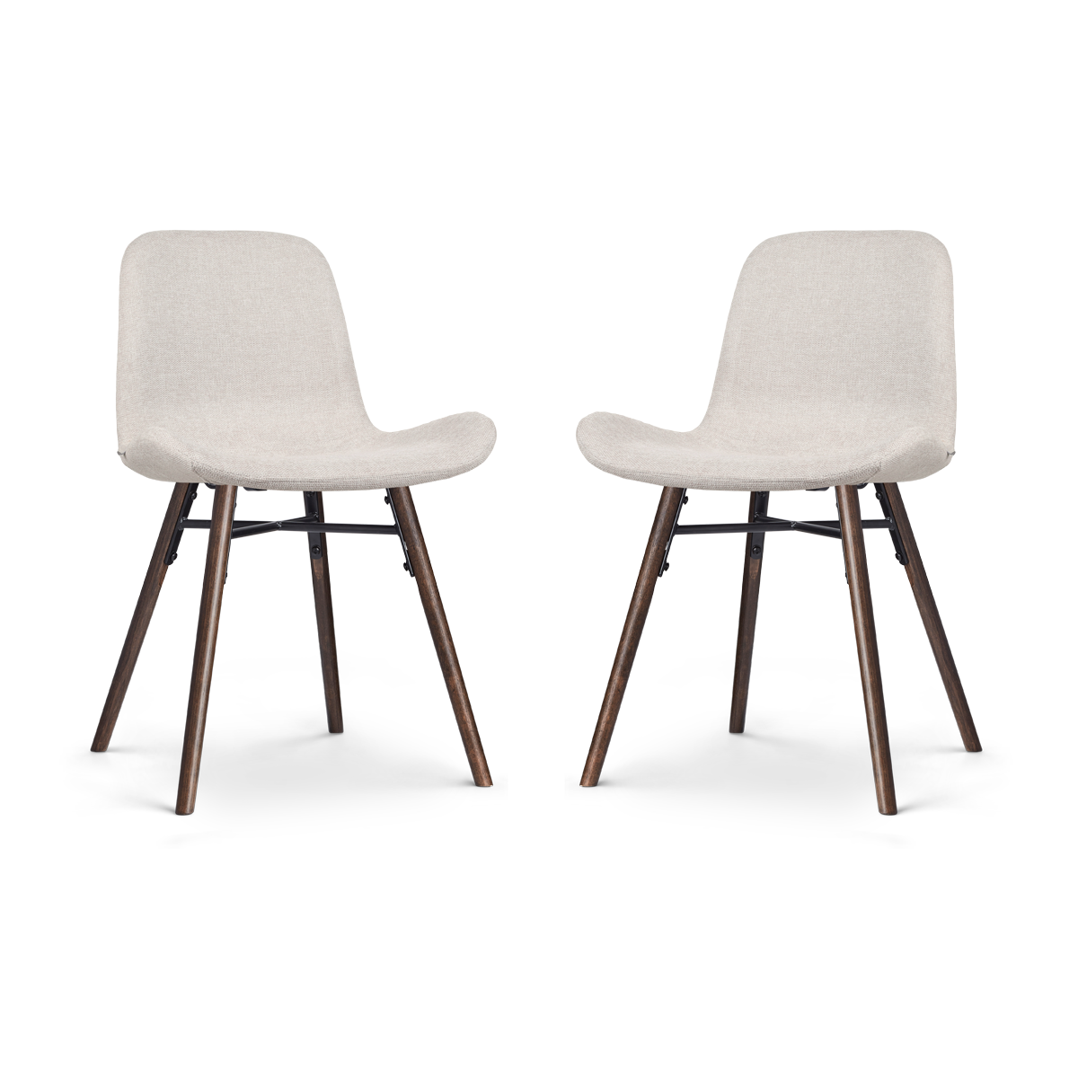Nena-Fé eetkamerstoel beige - walnoot houten onderstel - set van 2