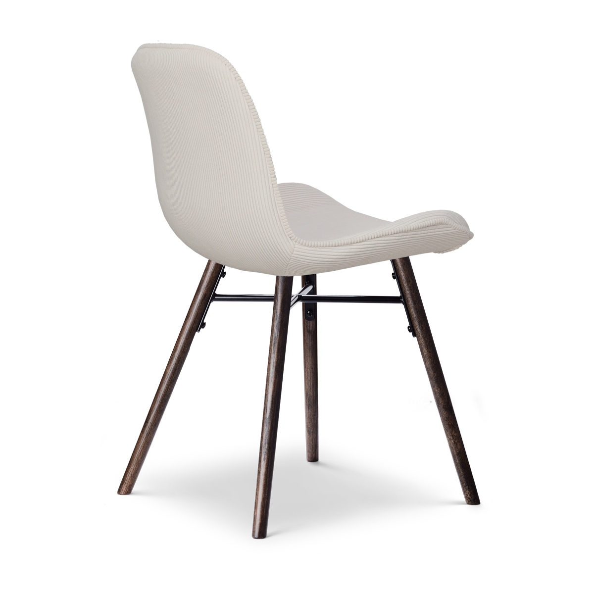 stijlvolle eetkamerstoel rib gebroken wit - walnoot houten onderstel - set van 2 - Nena-Fé 