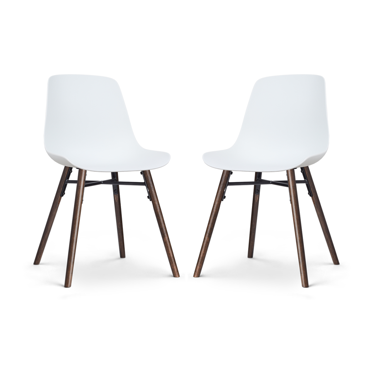 Nena-Pip eetkamerstoel wit - walnoot houten onderstel - set van 2