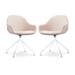 Nola-Mae draaibare eetkamerstoel beige - wit onderstel - set van 2