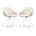 Nola-Mae draaibare eetkamerstoel bouclé beige - wit onderstel - set van 2