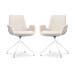 Nola-Eef draaibare eetkamerstoel bouclé beige - wit onderstel - set van 2