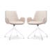 Nola-Eef draaibare eetkamerstoel beige - wit onderstel - set van 2