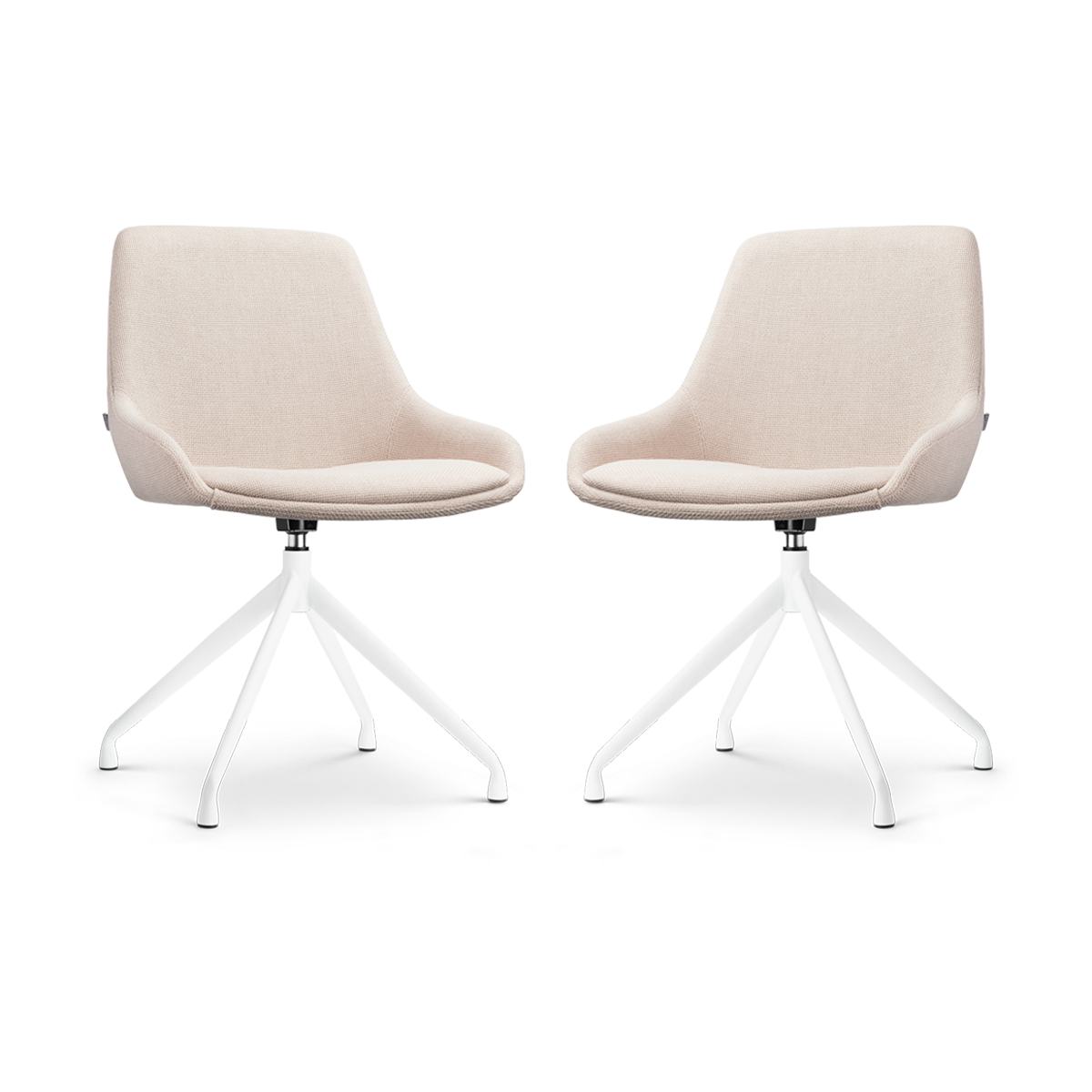 Nola-Isa draaibare eetkamerstoel beige - wit onderstel - set van 2