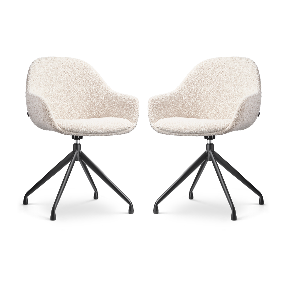 Nola-Mae draaibare eetkamerstoel bouclé beige - zwart onderstel - set van 2